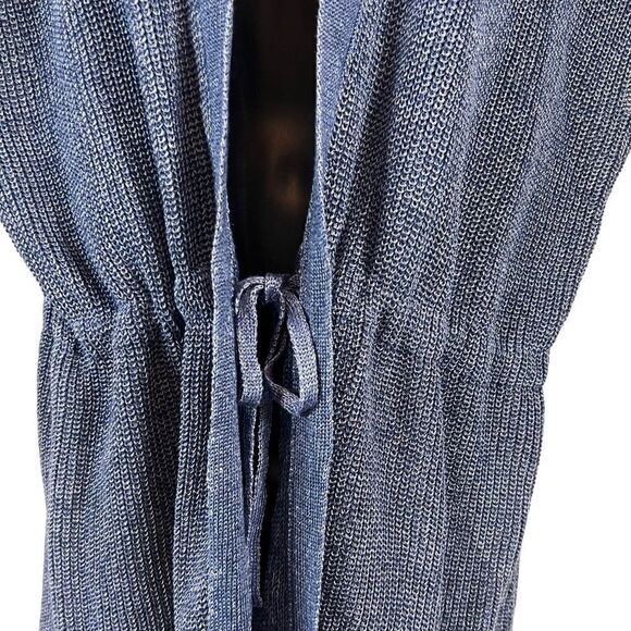 Lafayette 148 New York Vest Blue Marled Long Line Hemp Cardigan - Picture 8 of 13